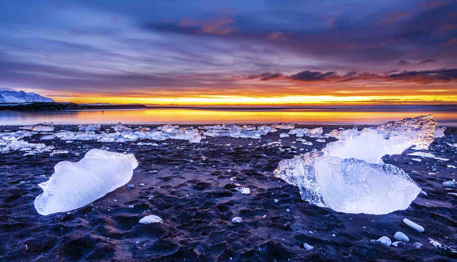 Diamond Beach Sunset Ice Wall Art