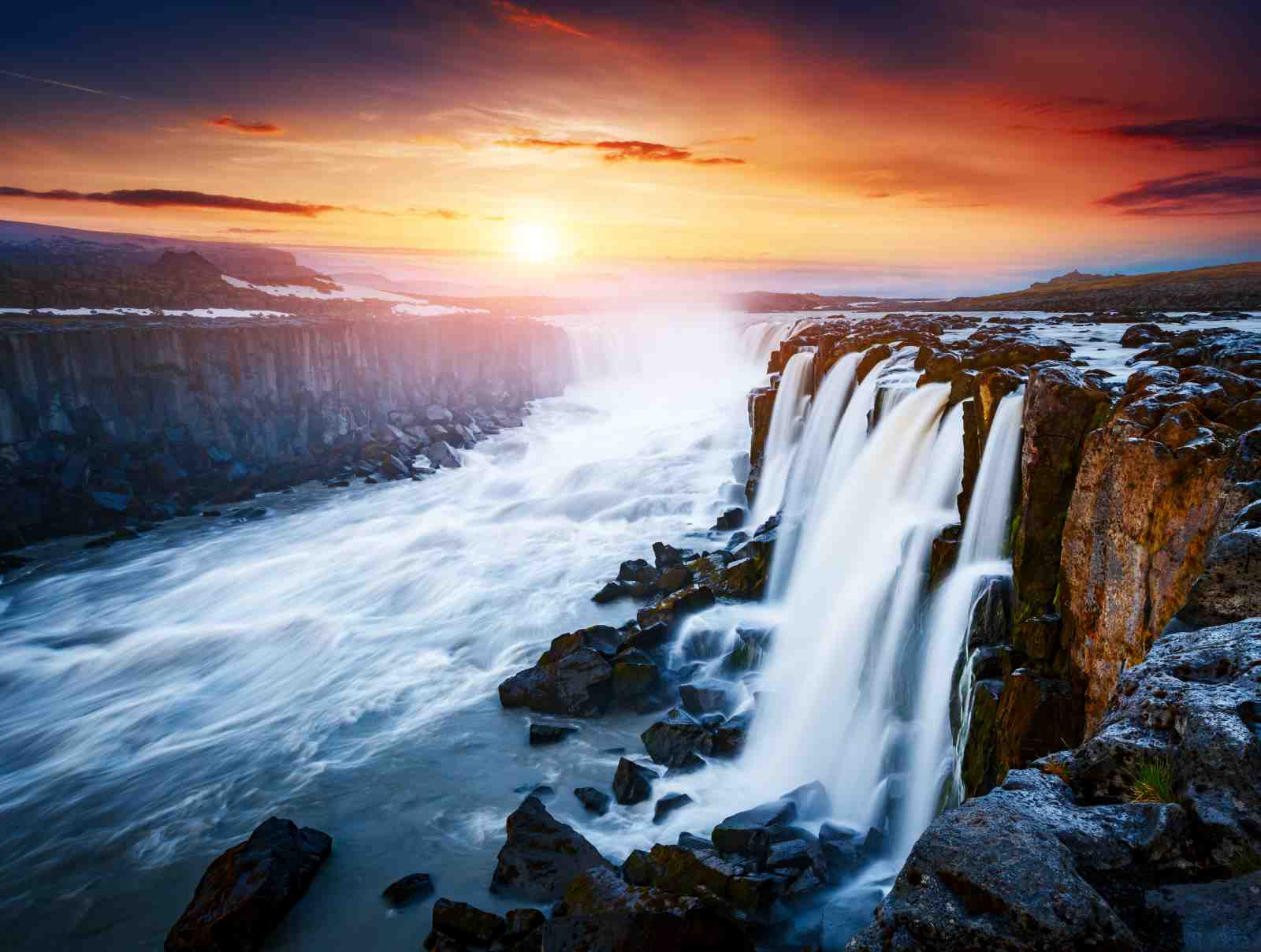 Majestic Waterfall Sunset Wall Art