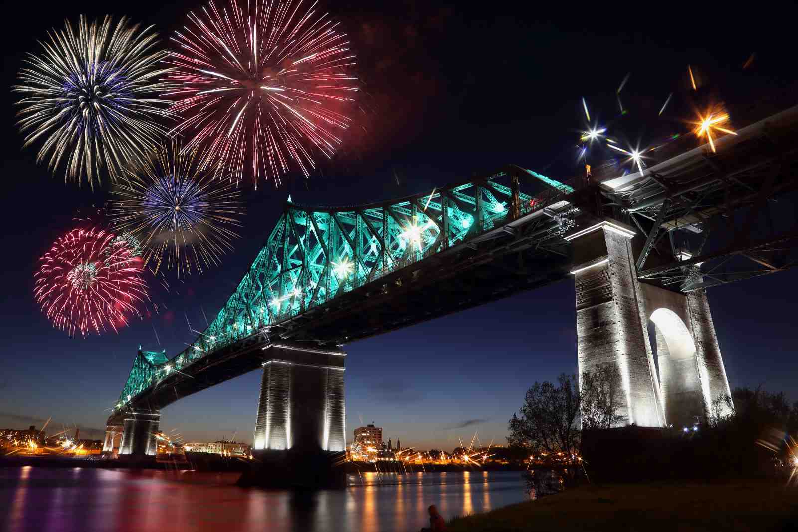 Montreal Bridge Fireworks Wall Art