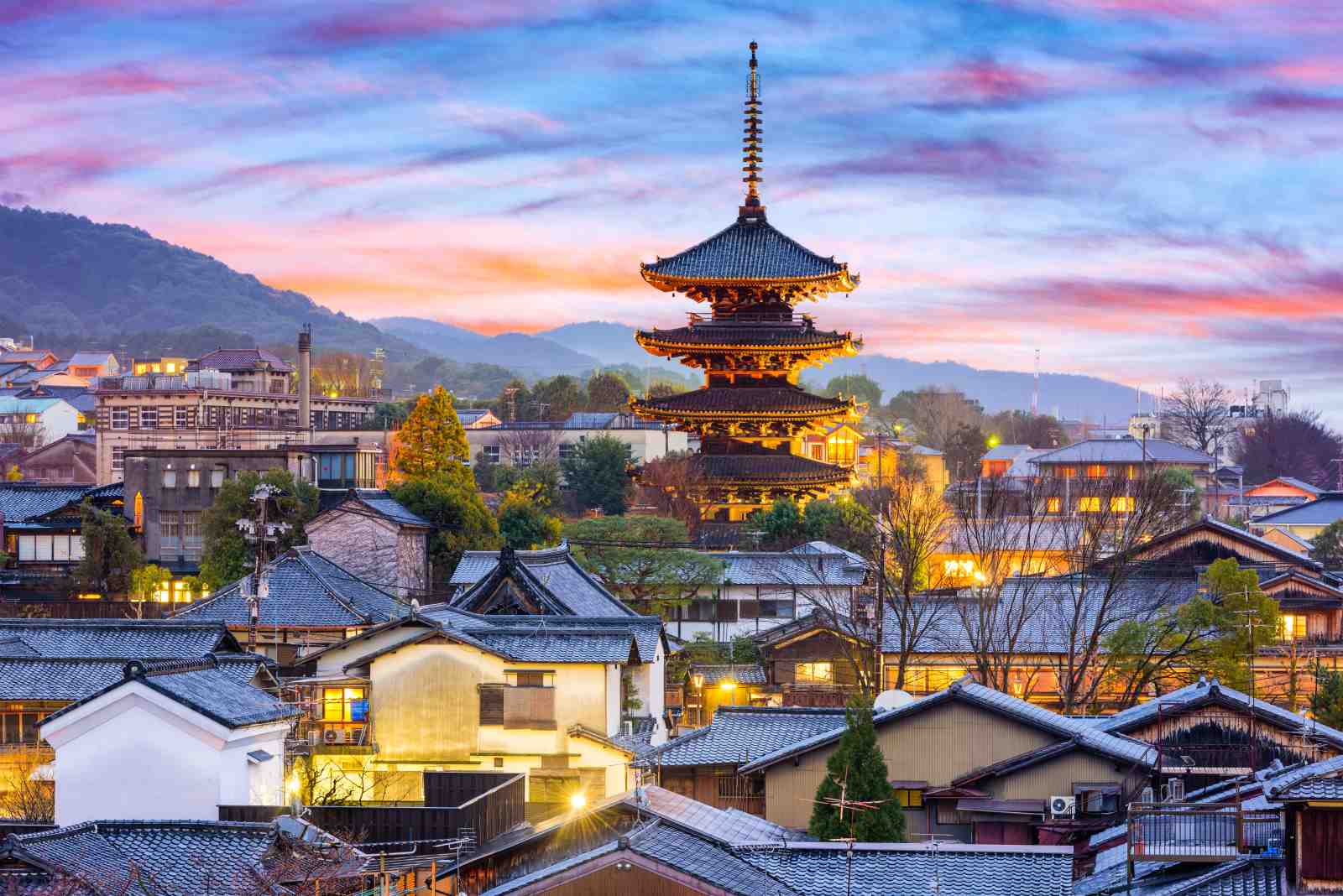 Kyoto Pagoda Sunset Wall Art