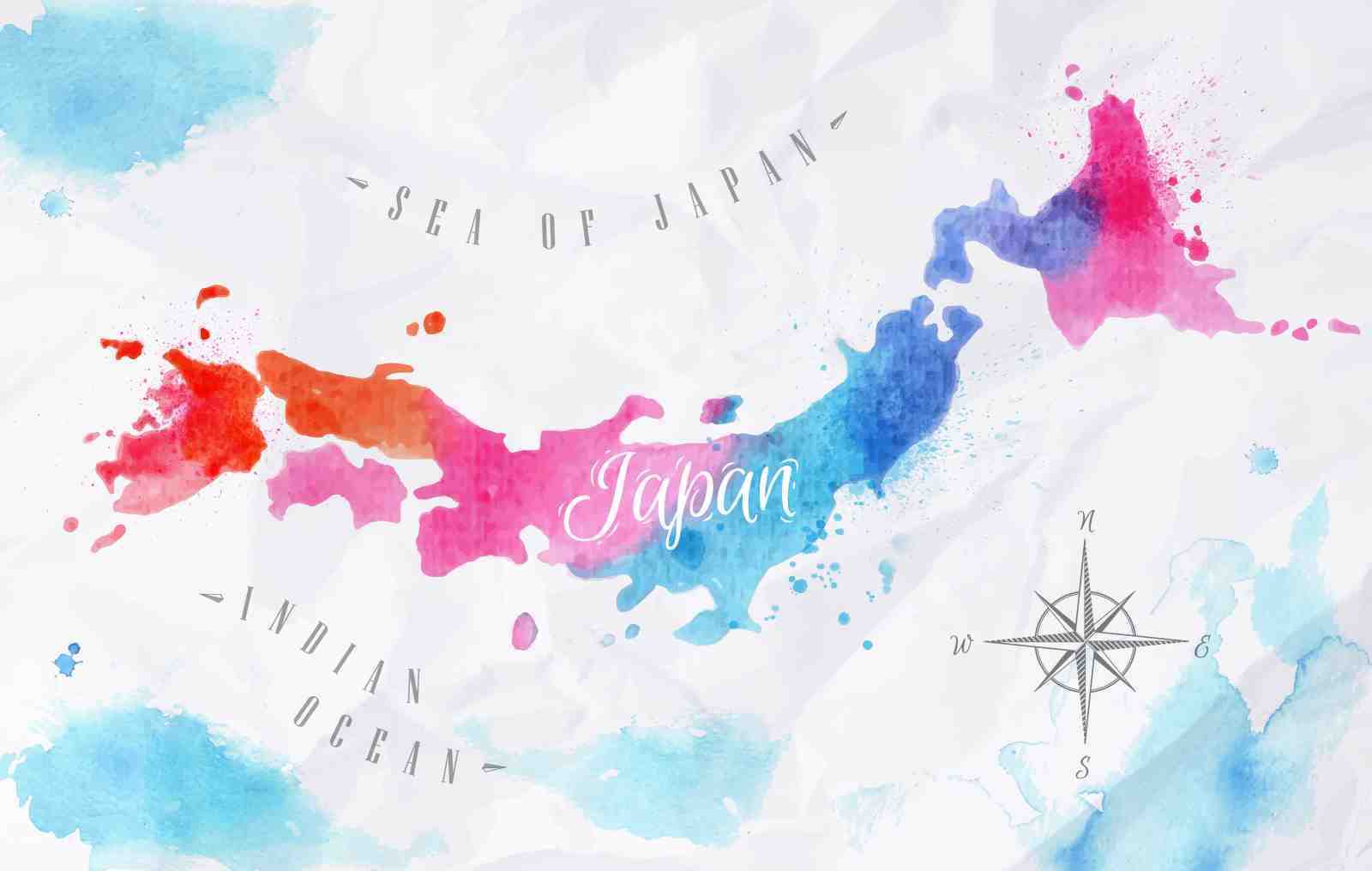 Vibrant Watercolor Japan Map Wall Art