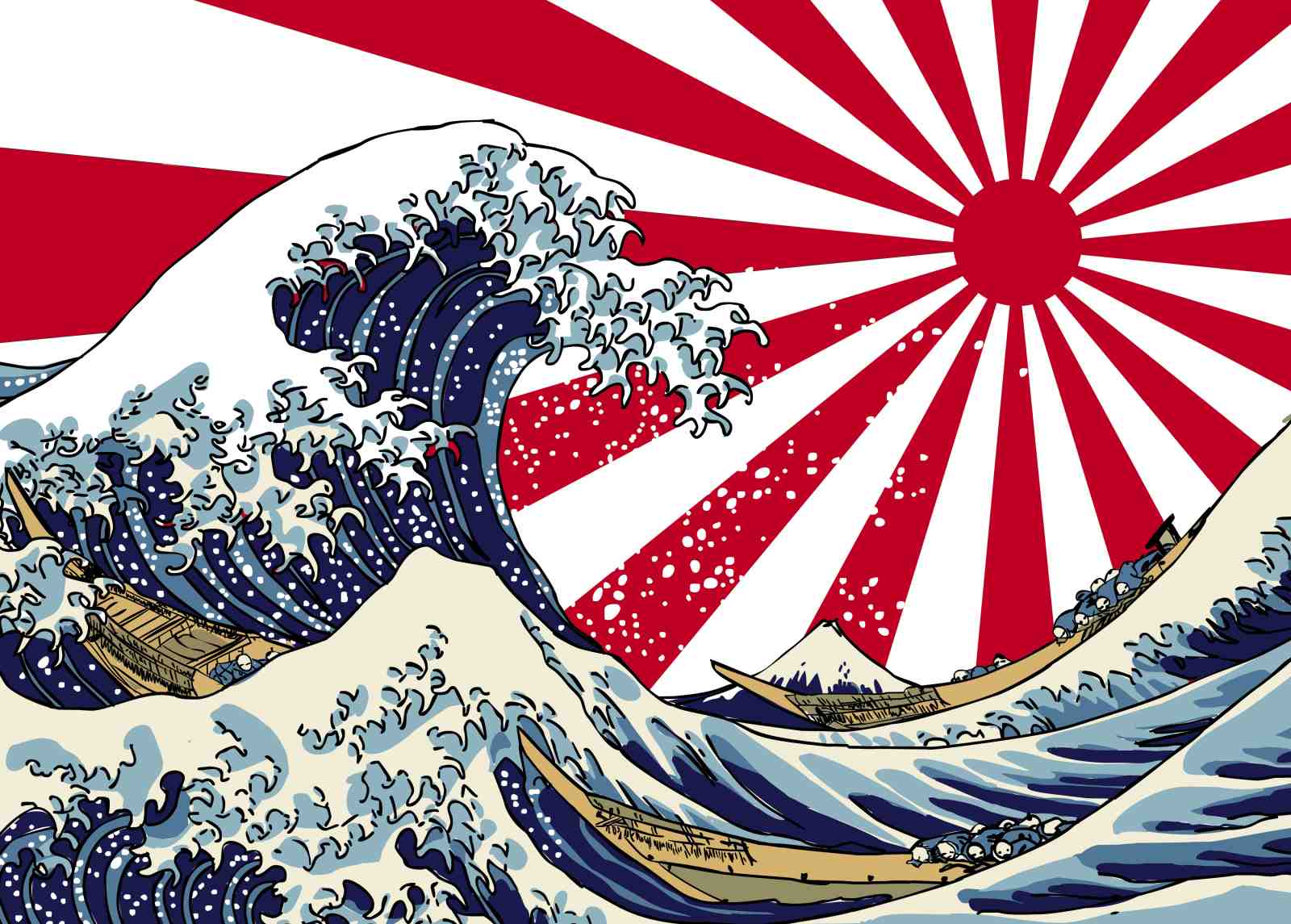 Japanese Wave & Sun Wall Art