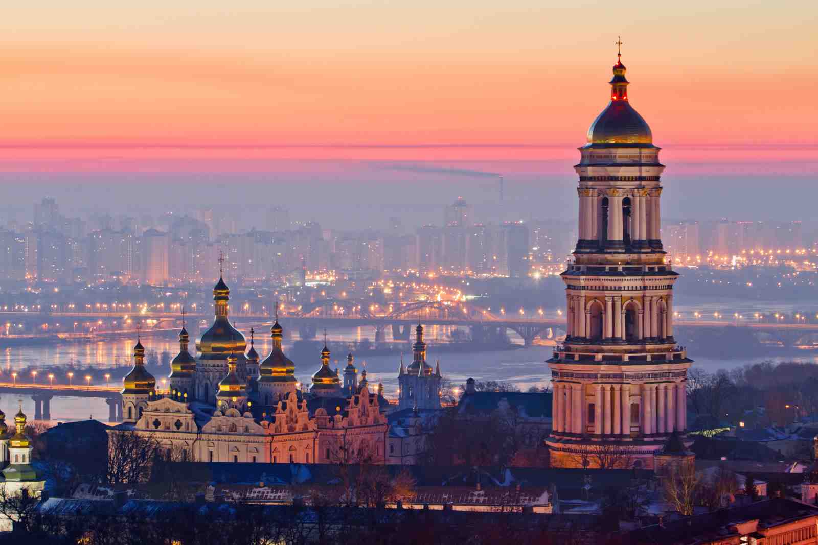Kyiv Cityscape Sunrise Orthodox Church Wall Art
