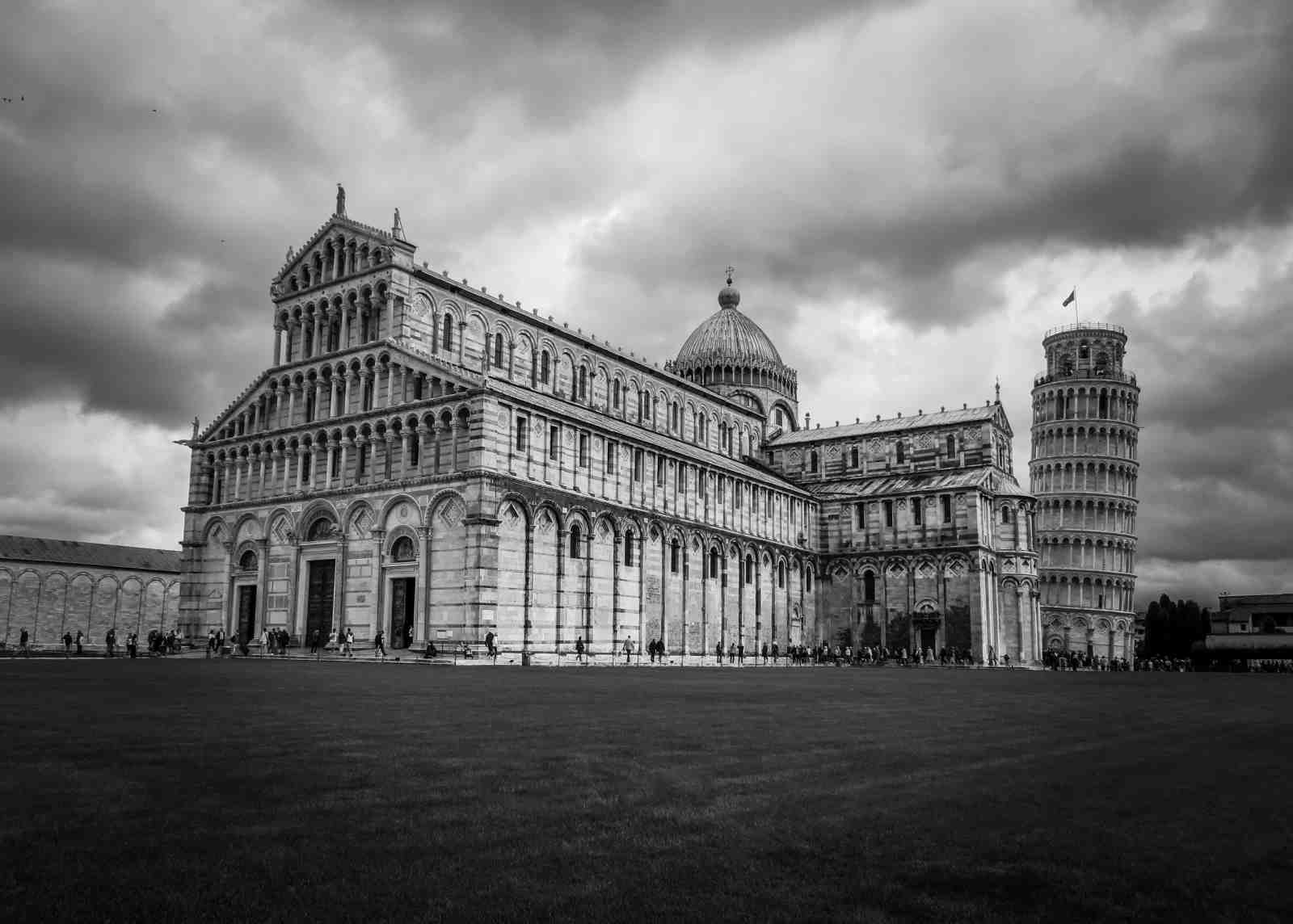 Pisa Cathedral & Tower B&W Wall Art