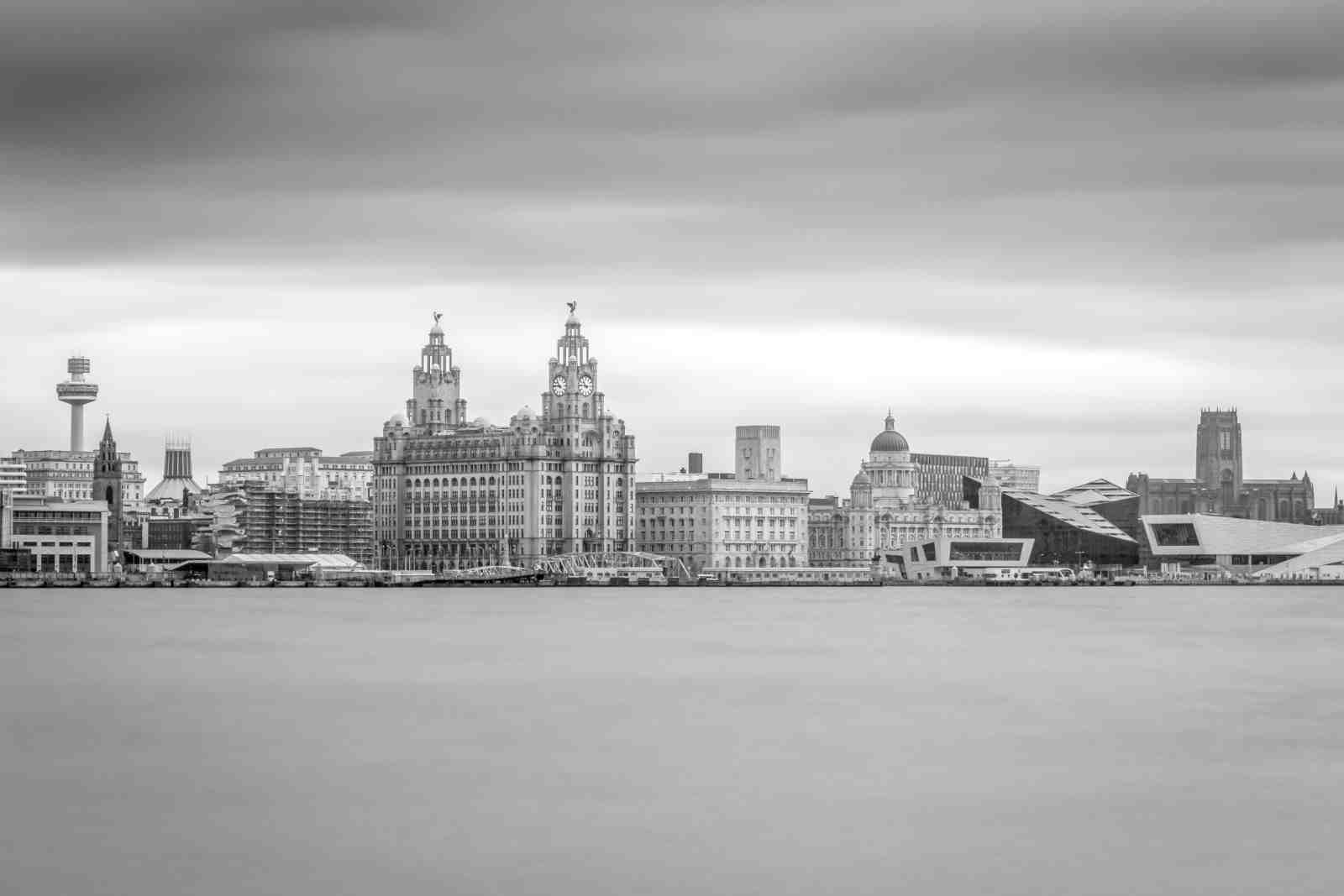 Liverpool Skyline Black & White Wall Art