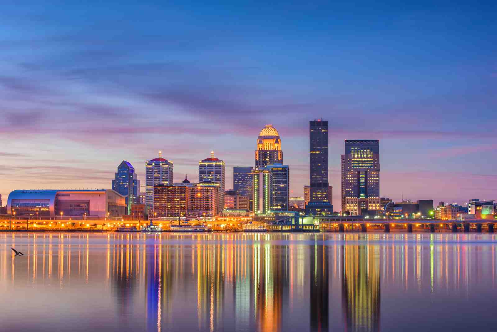 Louisville Skyline Dusk Reflection Wall Art