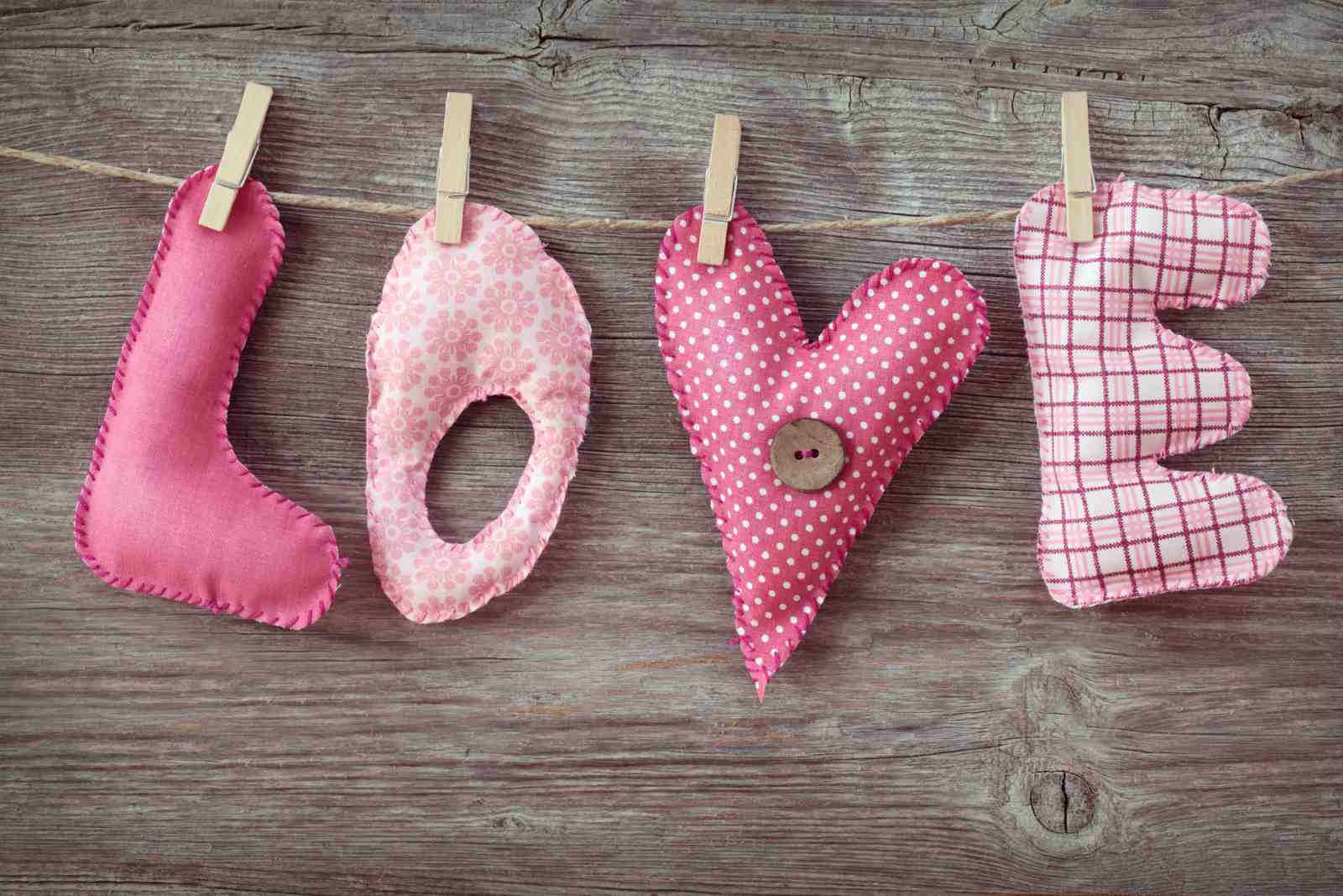 Charming "Love" Textile Art Wall Art