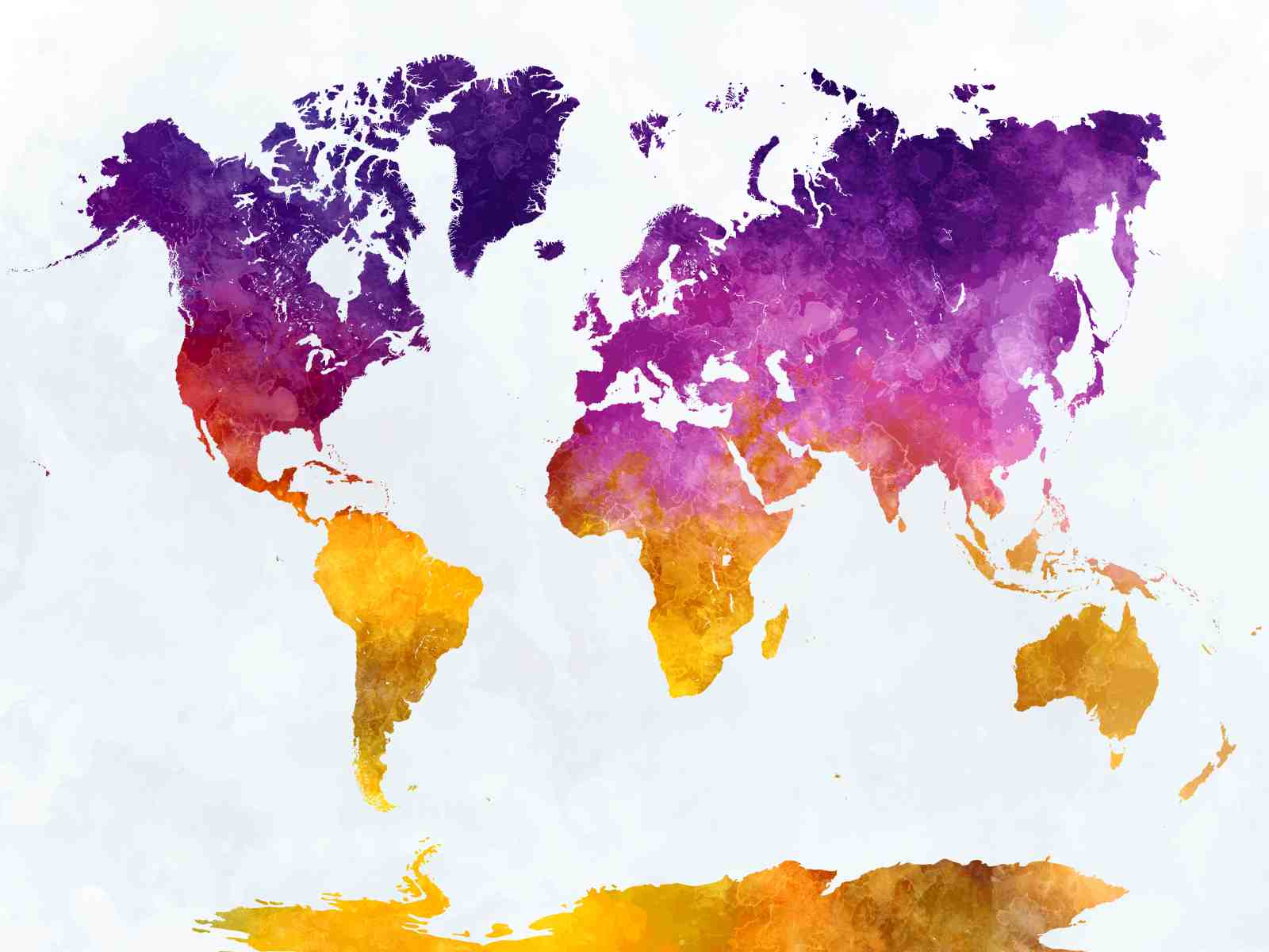 Vibrant Watercolor World Map Wall Art