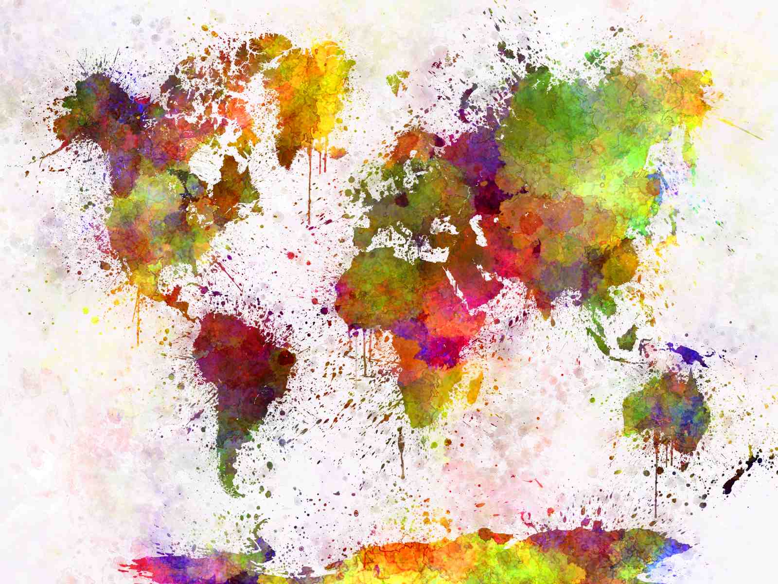 Vibrant Watercolor World Map Wall Art Art