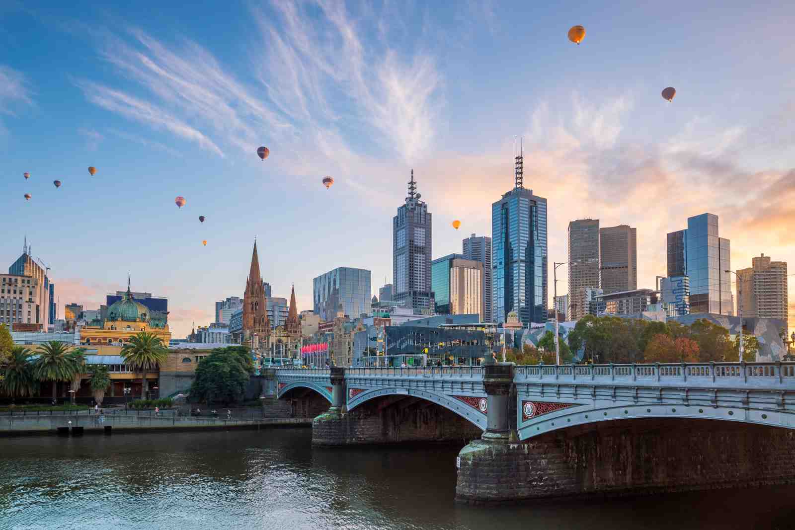 Melbourne Skyline Hot Air Balloon Wall Art