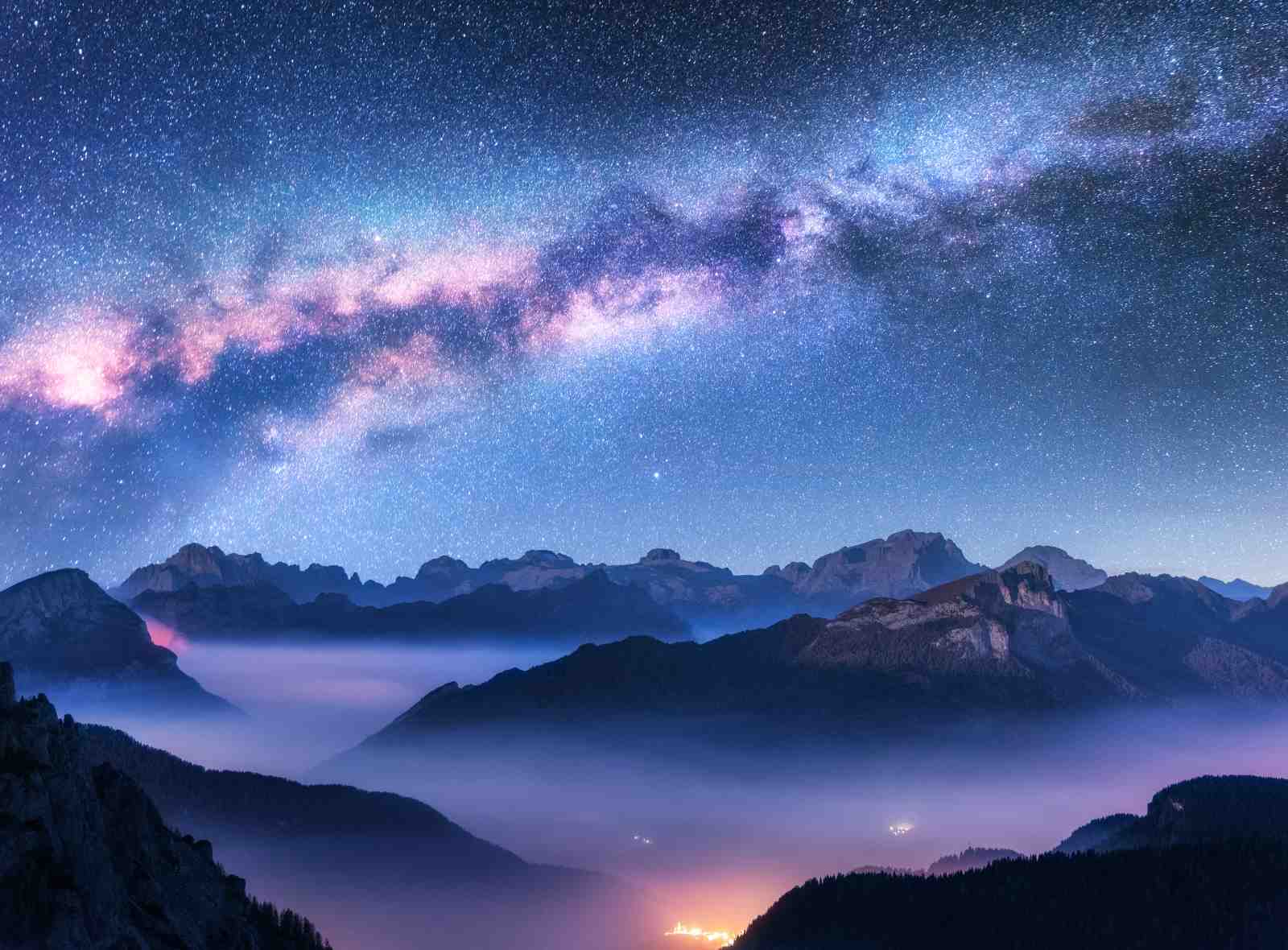 Milky Way Mountain Mist Wall Art
