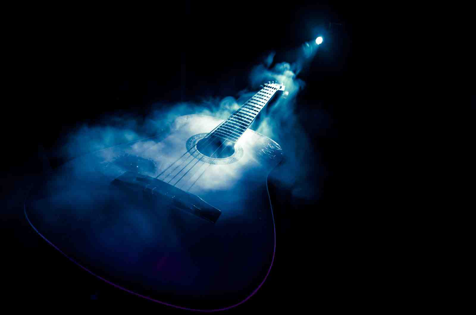 Moody Acoustic Guitar Spotlight Wall Art