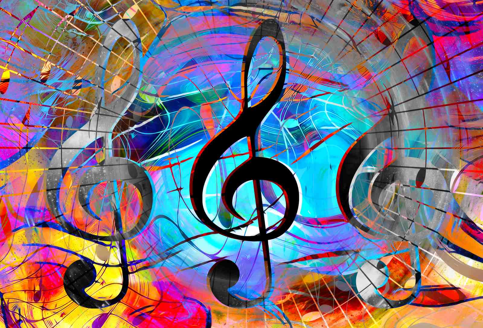 Vibrant Music Treble Clef Wall Art