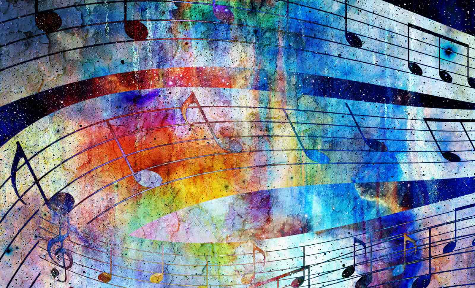 Vibrant Musical Notes Abstract Wall Art