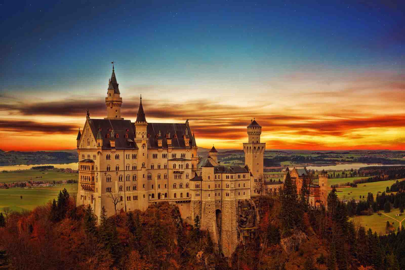 Bavarian Dream Castle Sunset Wall Art