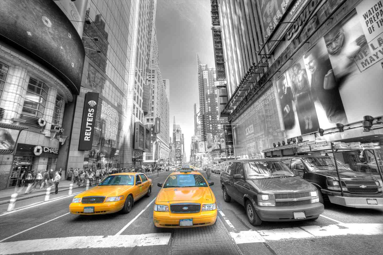 Iconic Yellow Taxis NYC Street Wall Art