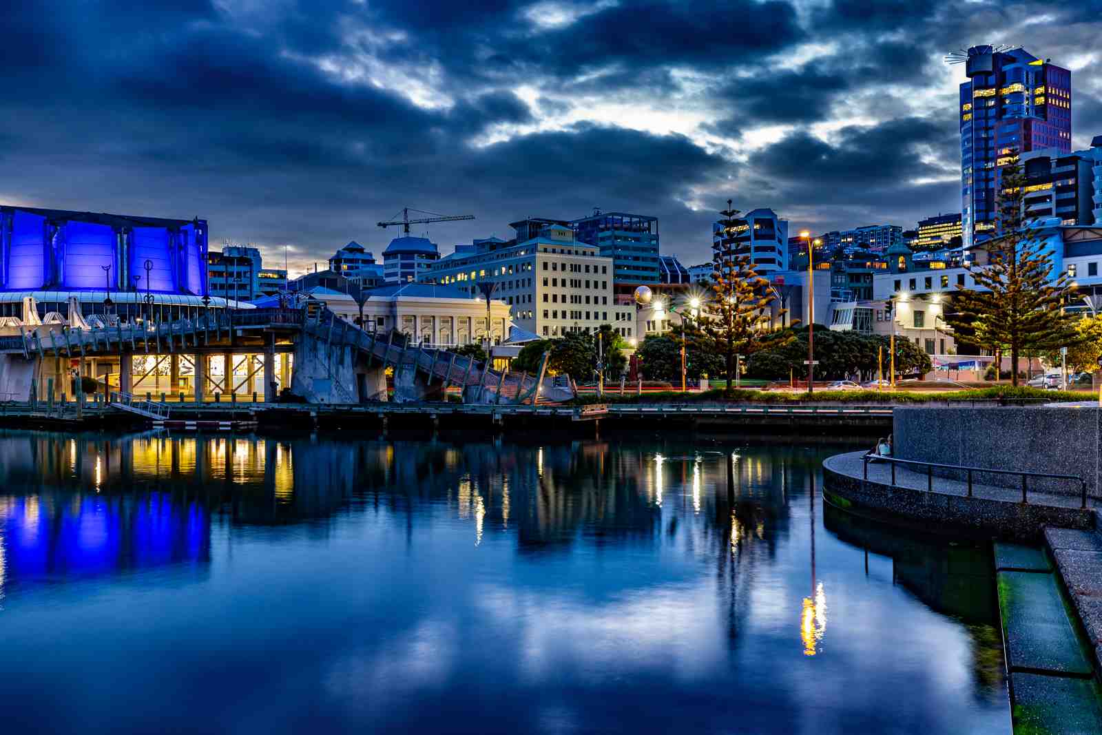 Nighttime Cityscape Reflection Wall Art