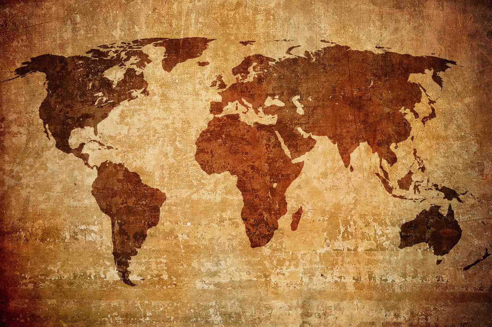 Vintage World Map Wall Art - Retro Travel Art