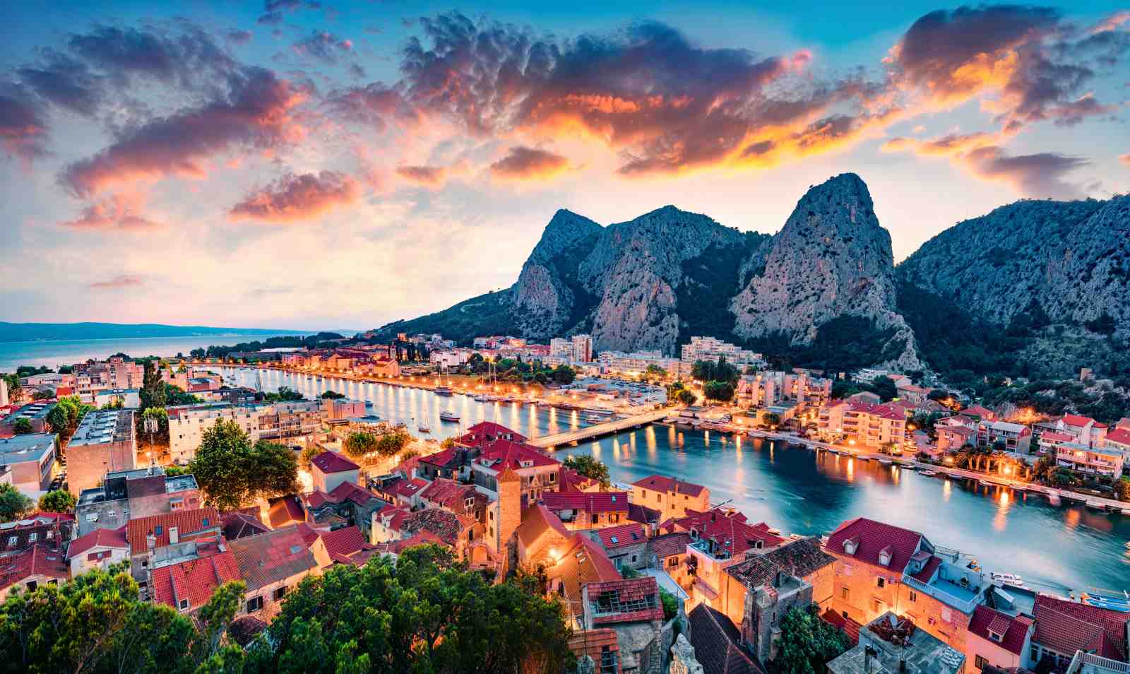 Omis Croatia Sunset Landscape Wall Art