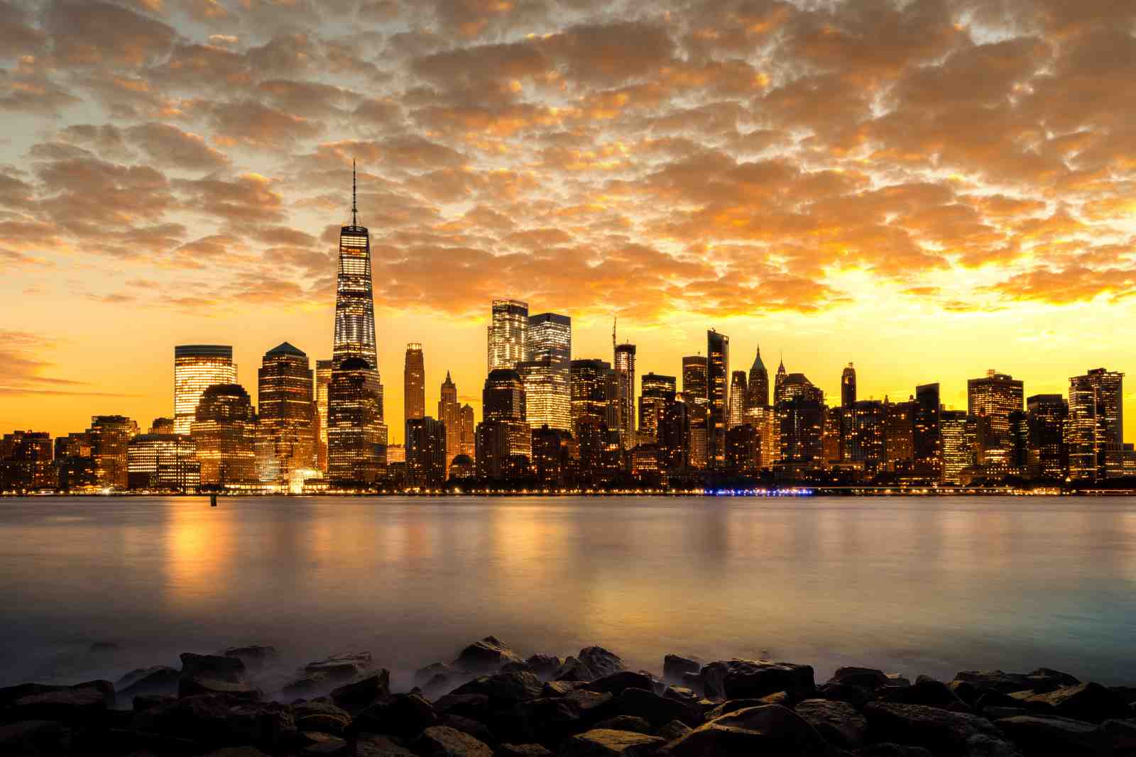 New York City Skyline Sunset Wall Art