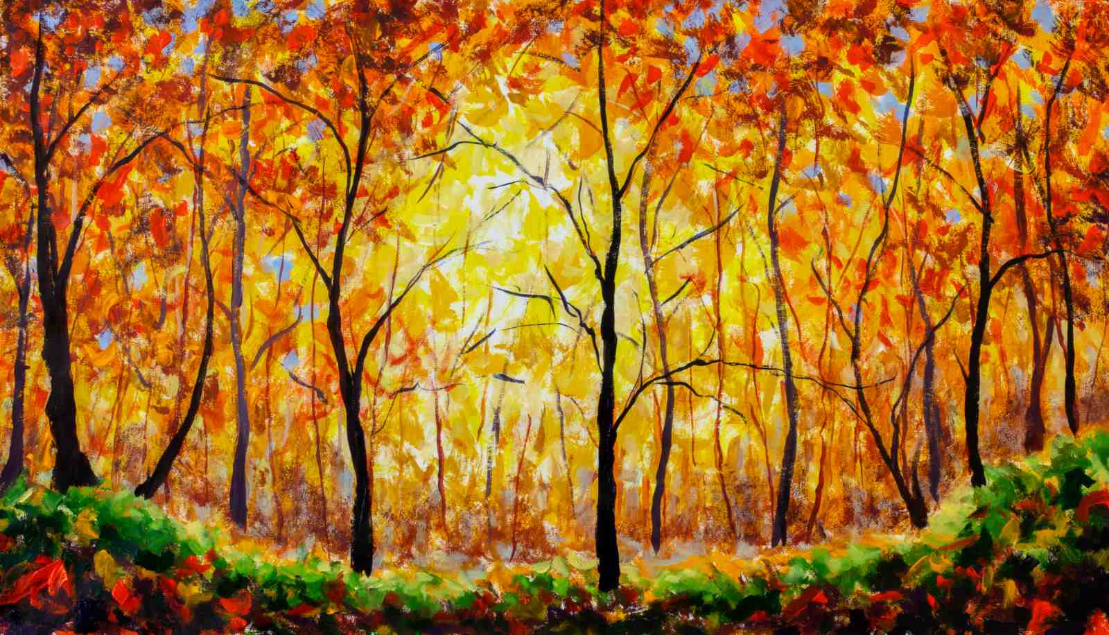Vibrant Autumn Forest Trees Wall Art