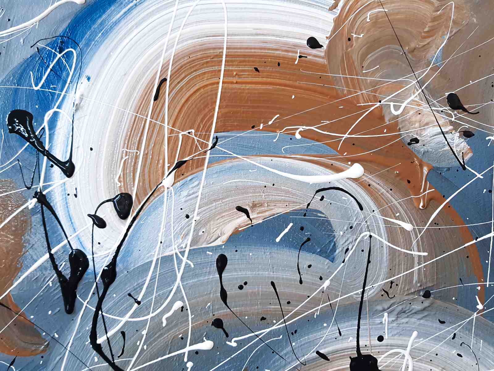 Abstract Swirls Dynamic Brown & Blue Wall Art