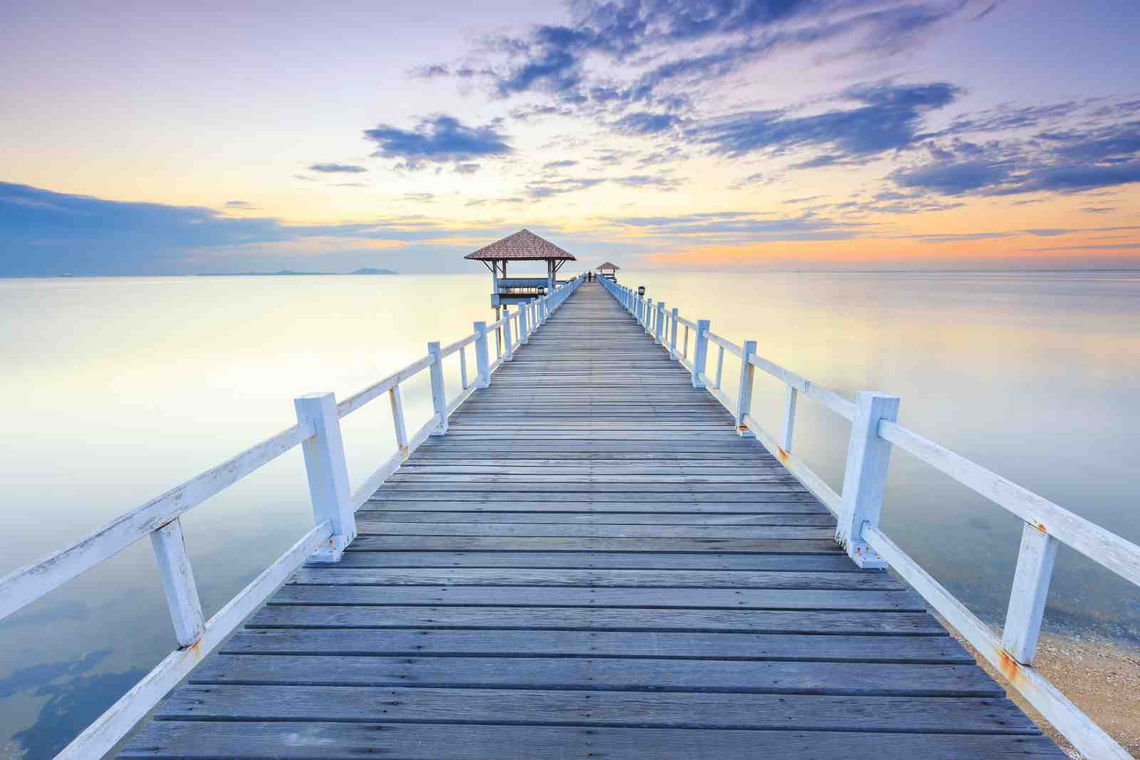 Serene Sunrise Pier Landscape Wall Art