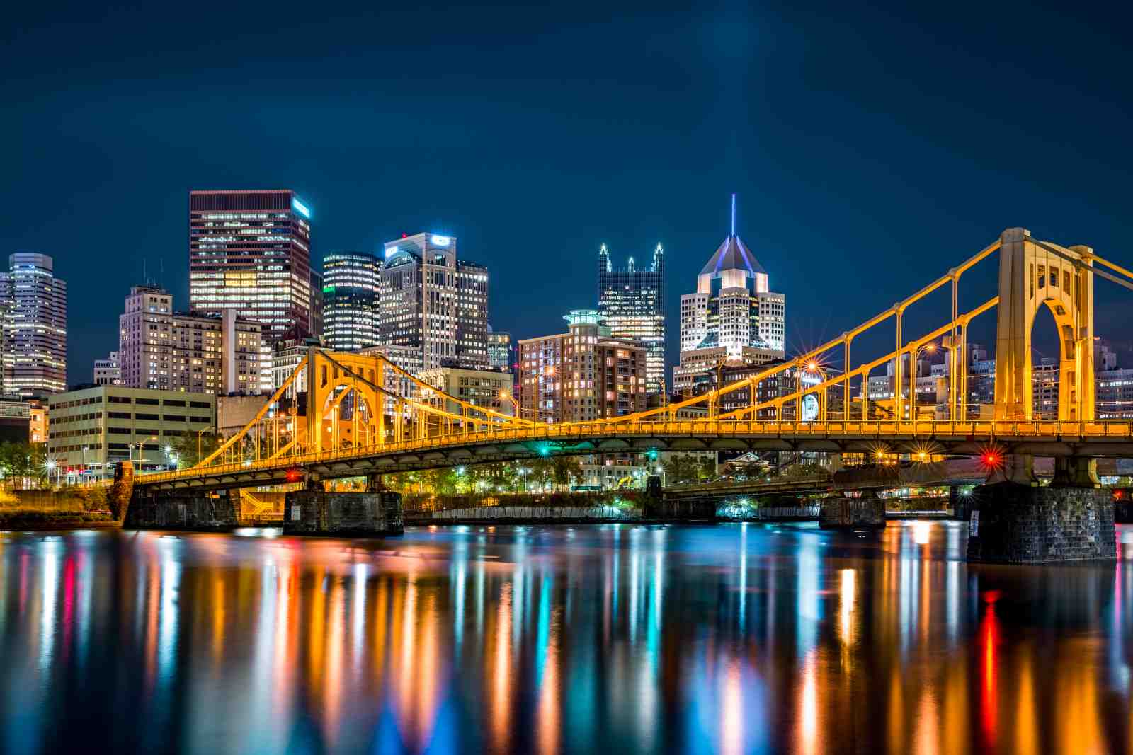 Pittsburgh Skyline Yellow Bridge Wall Art