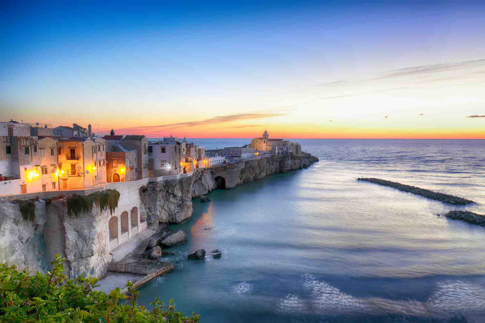 Italian Coastal Village Sunset Wall Art
