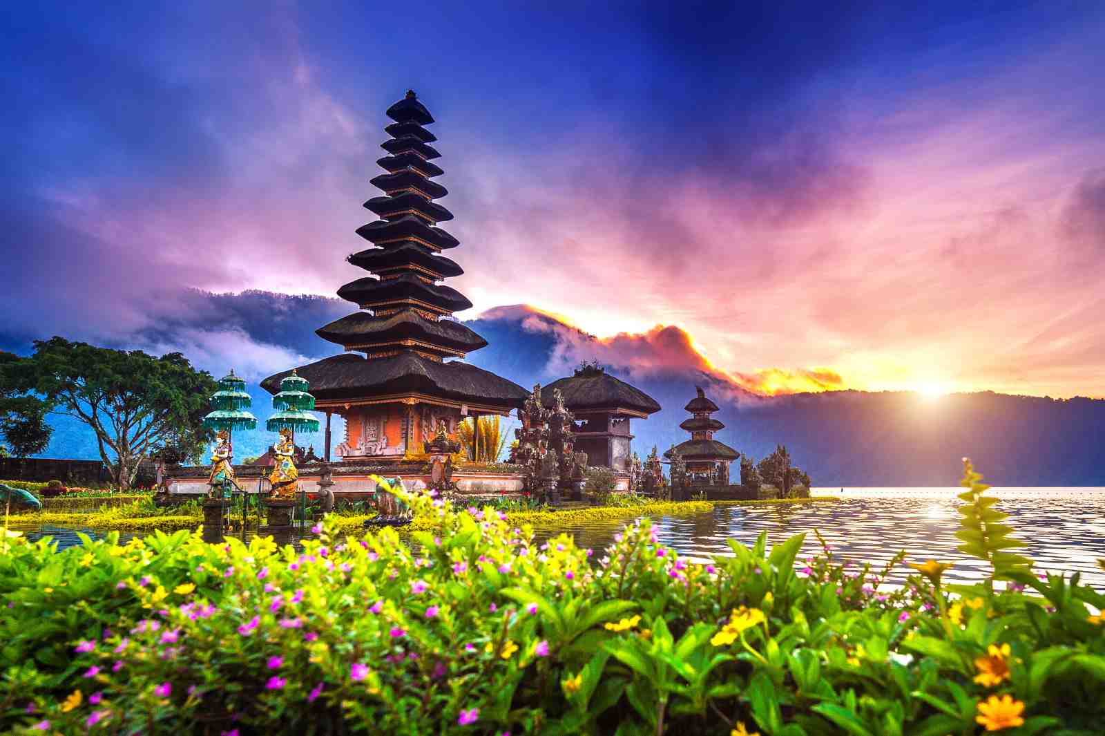 Bali Temple Sunset Landscape Wall Art