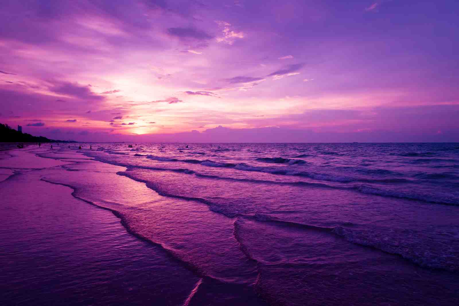 Vibrant Purple Beach Sunset Wall Art