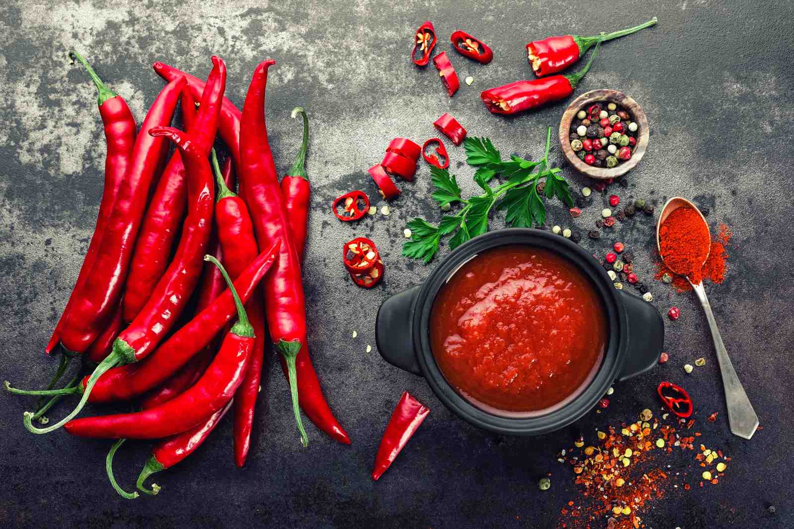 Vibrant Red Chili & Sauce Wall Art