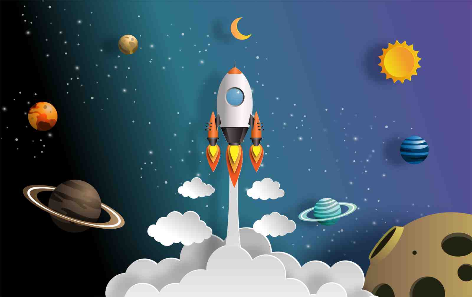 Galactic Adventure Rocket Wall Art
