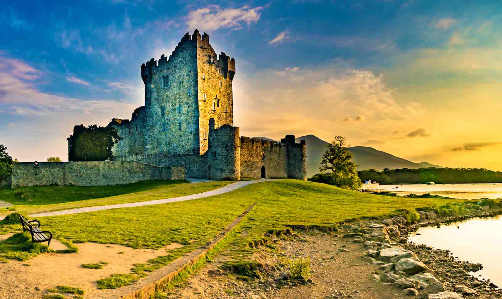Irish Castle Sunset Landscape Wall Art
