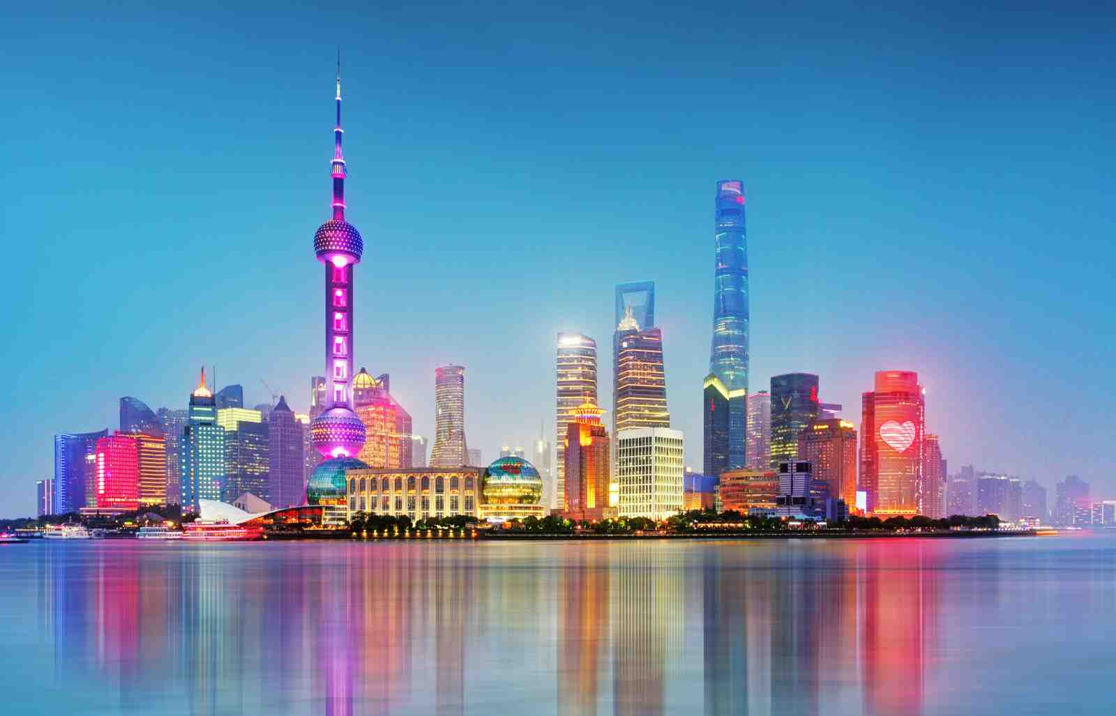 Shanghai Skyline Night View Wall Art