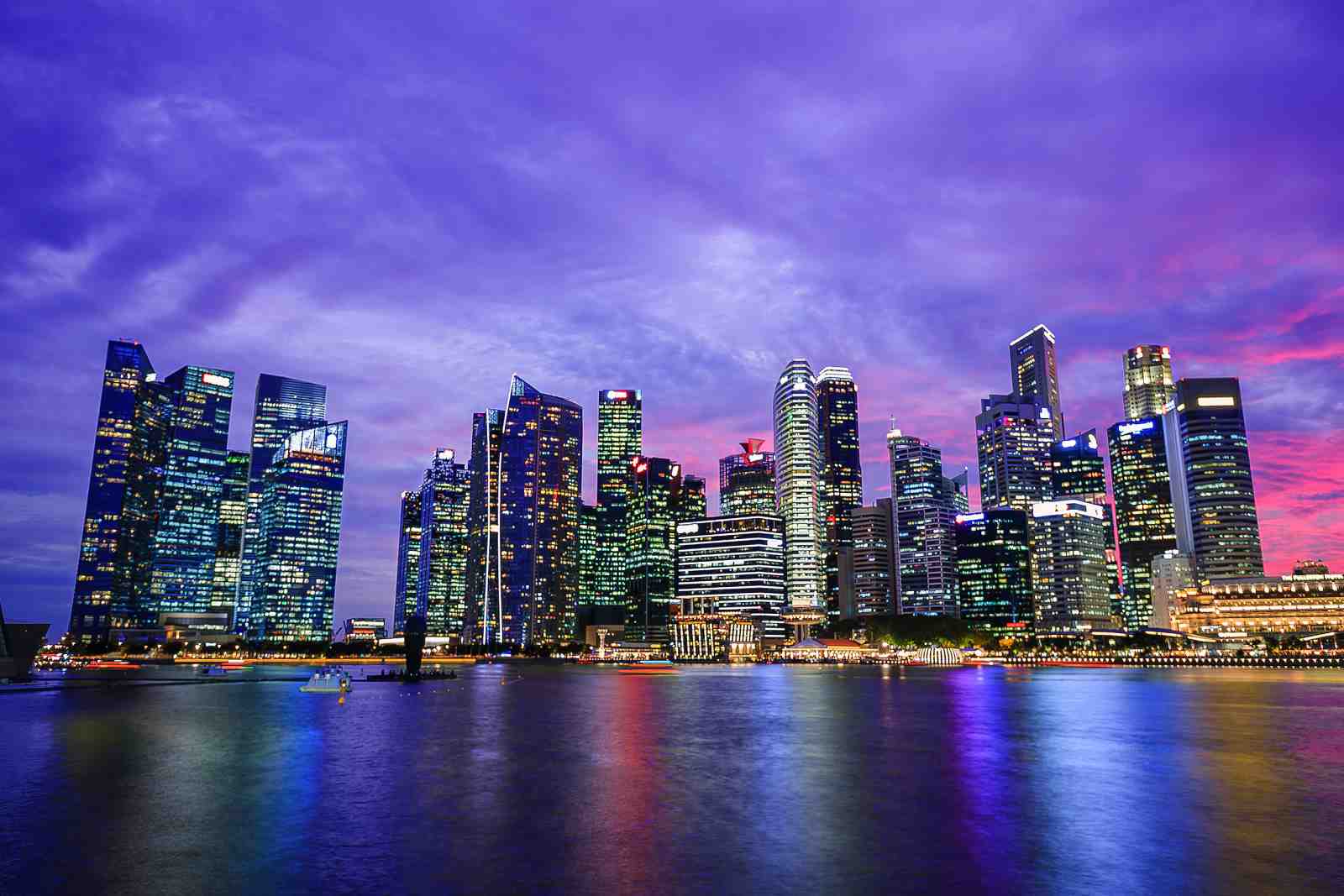 Vibrant Singapore Skyline at Dusk Wall Art