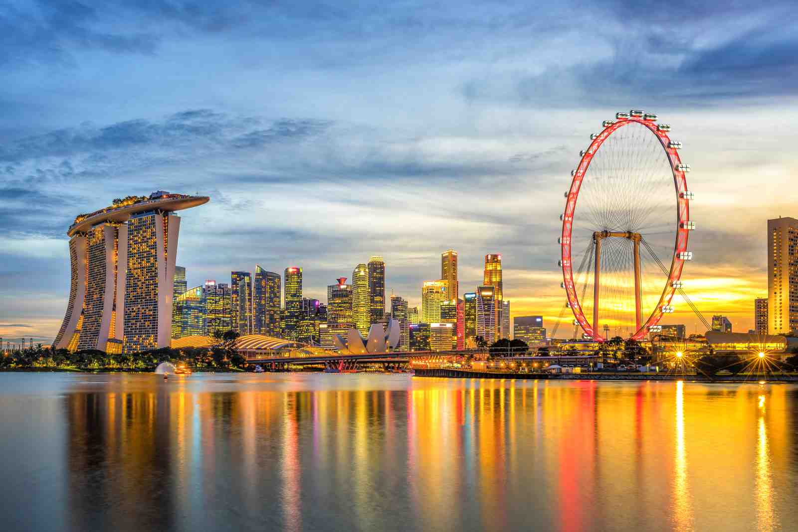 Singapore Skyline Cityscape Ferris Wheel Wall Art
