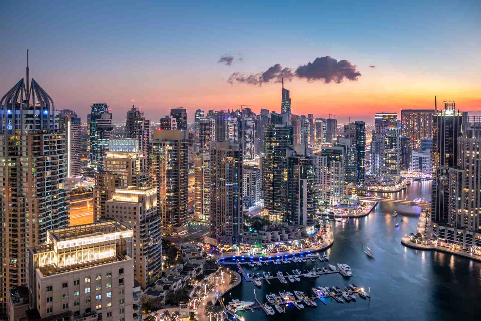 Dubai Skyline Marina Dusk Wall Art