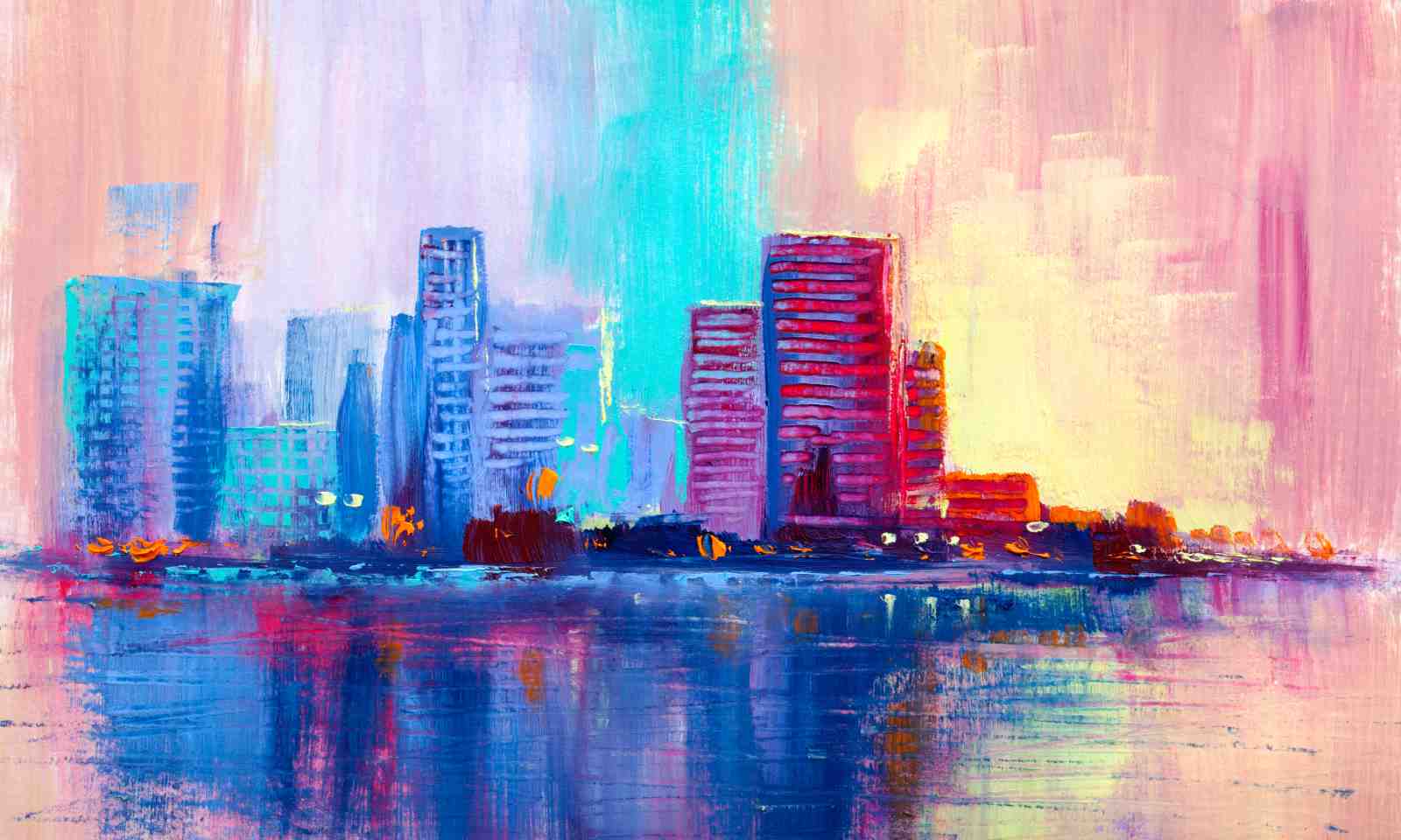 Vibrant Cityscape Abstract Wall Art