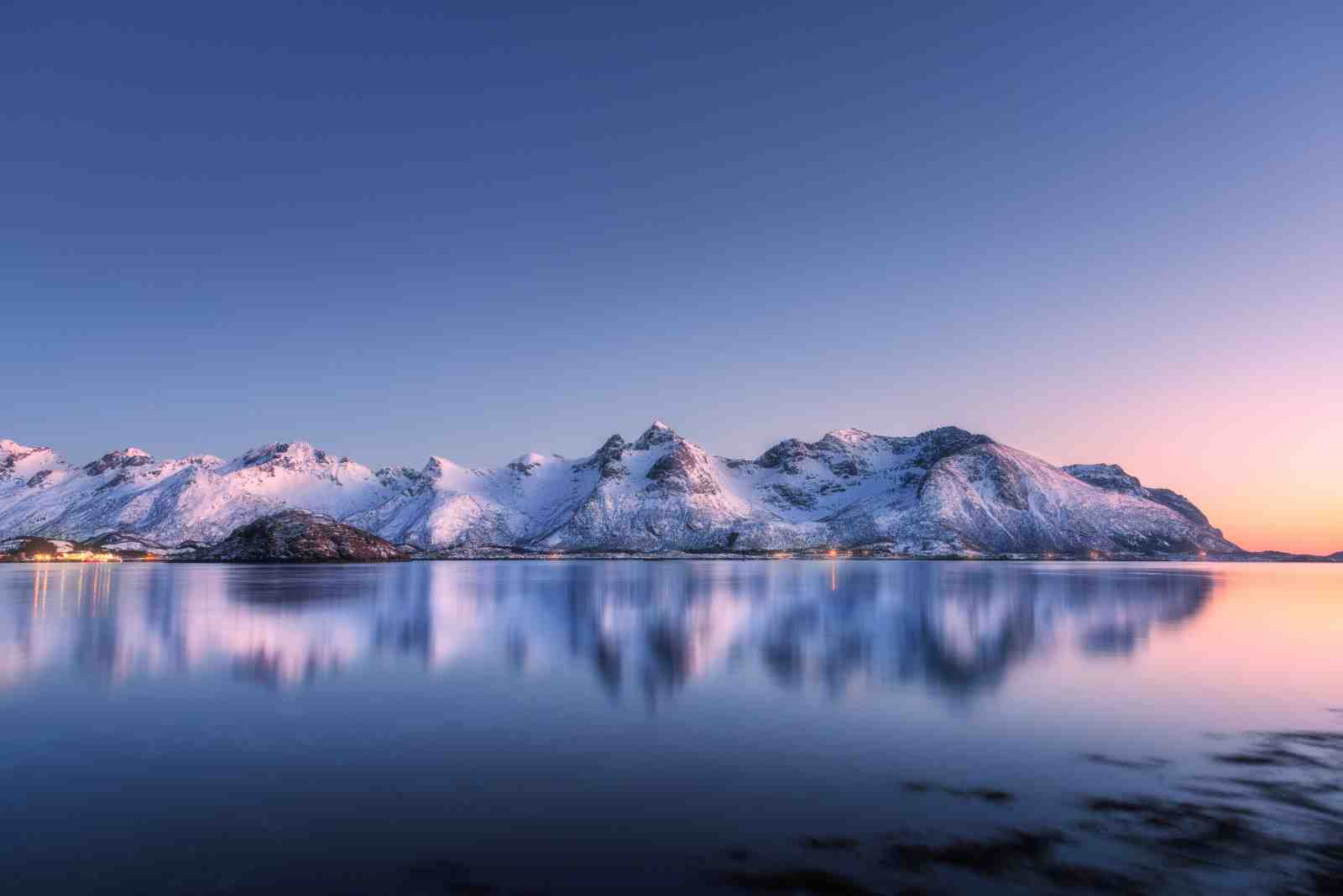 Serene Snowy Peaks Reflection Wall Art