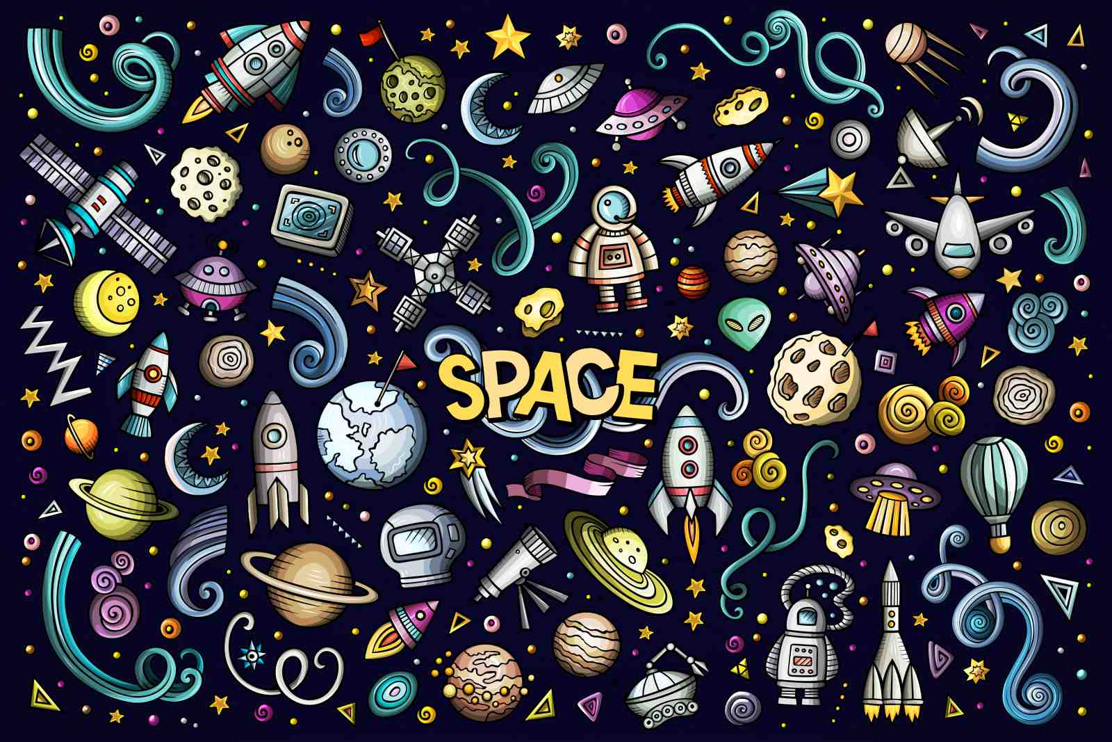 Whimsical Space Adventure Wall Art