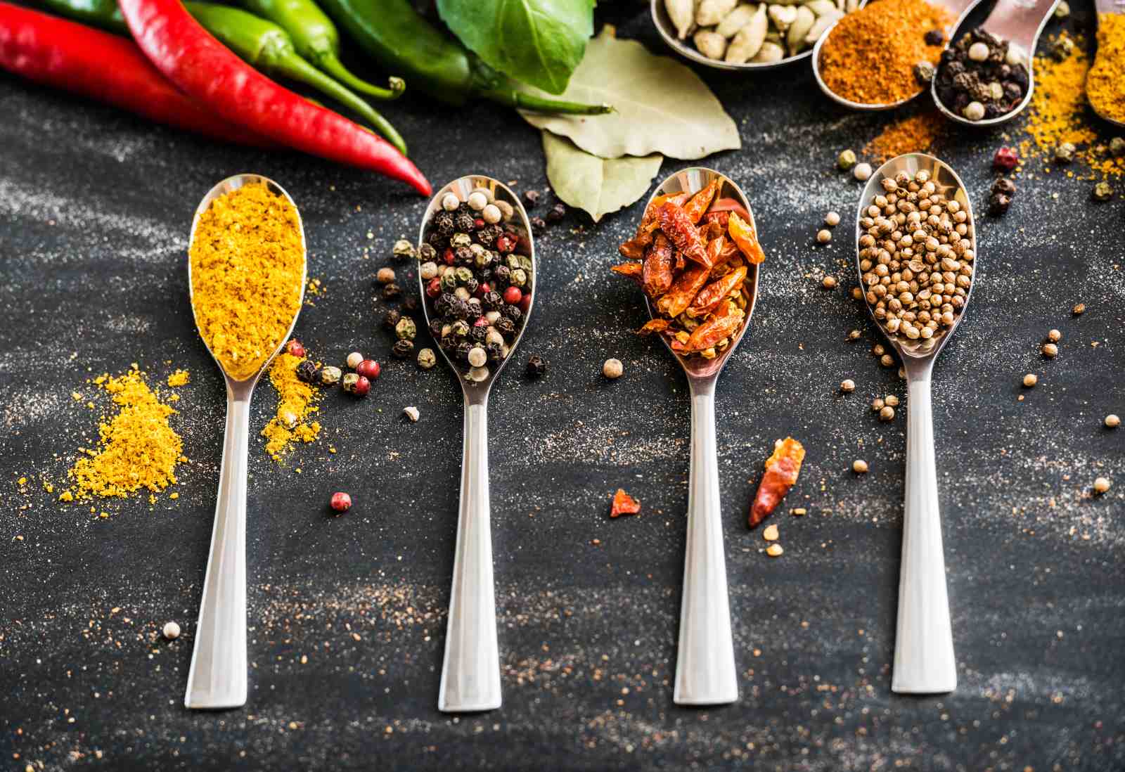 Vibrant Spices on Spoons Wall Art