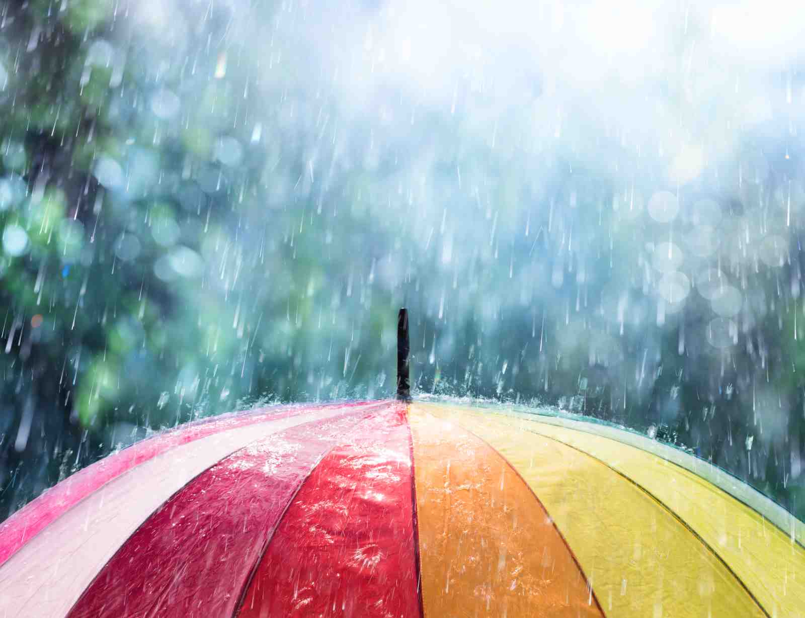 Vibrant Rainbow Umbrella Rainy Day Wall Art