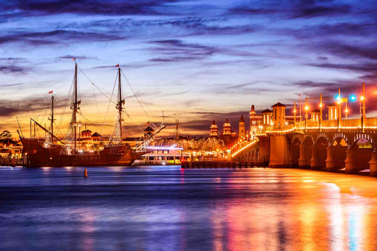 Historic Harbor Twilight Ship Wall Art