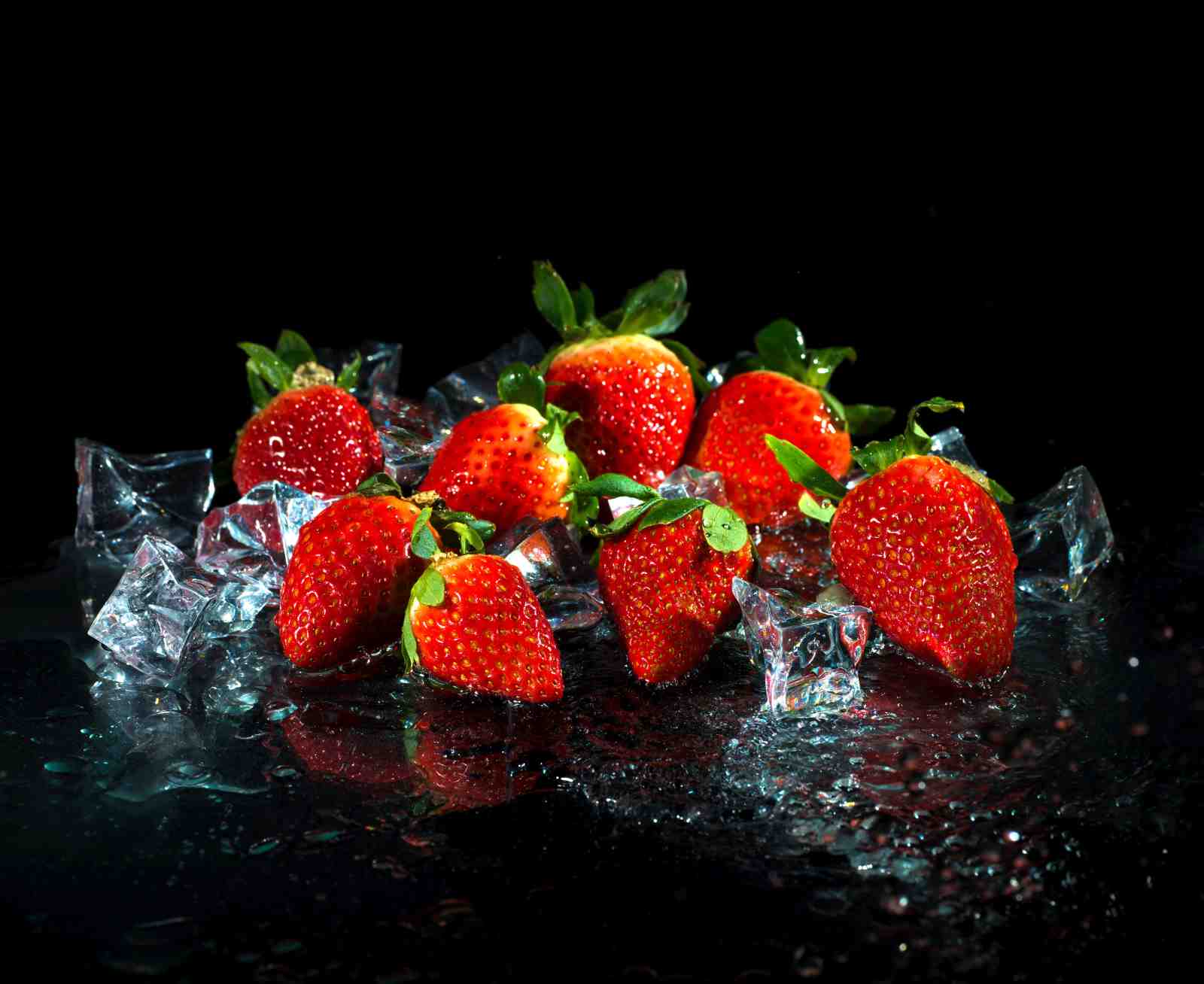Juicy Strawberries on Ice Wall Art