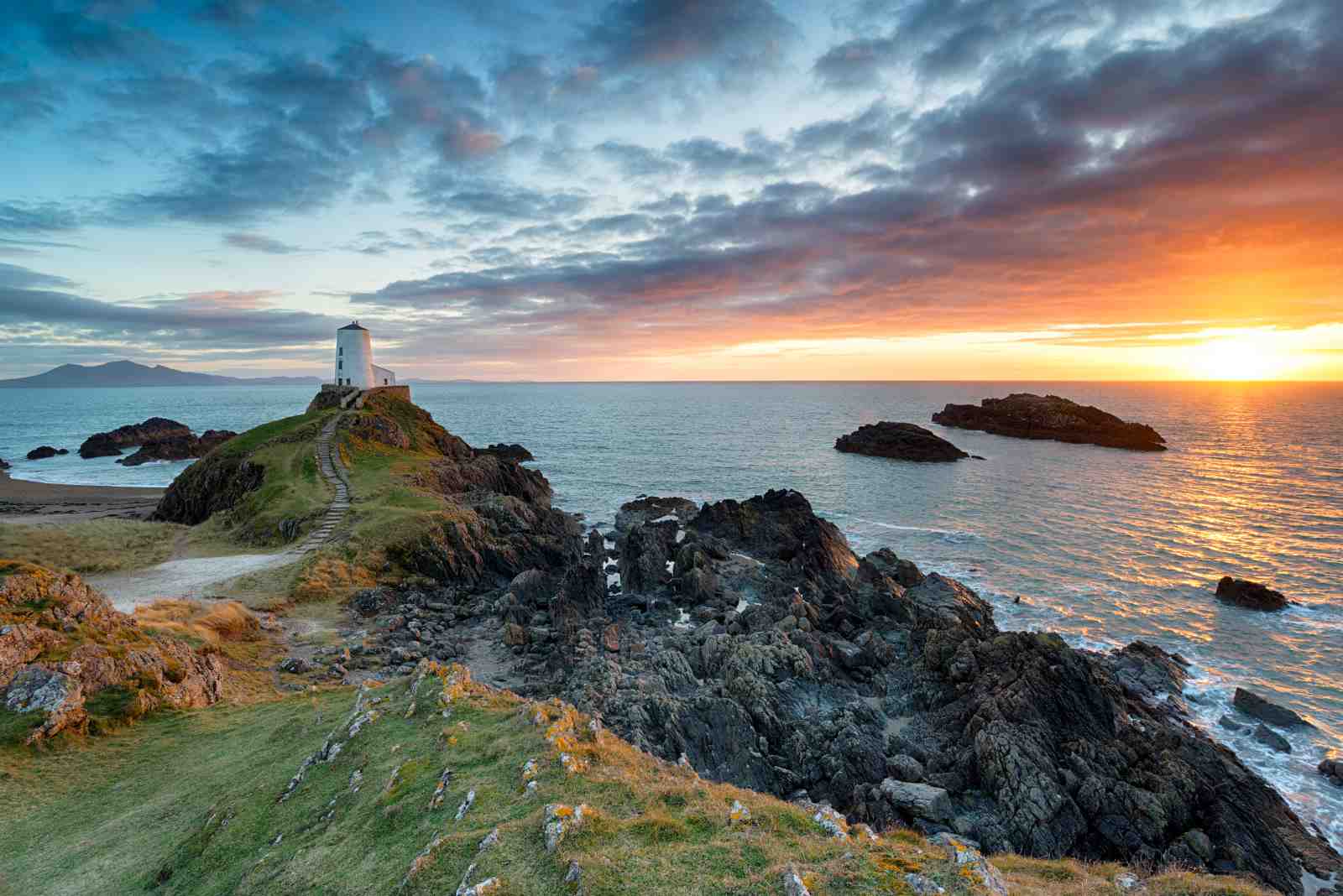 Lighthouse Sunset Seascape Wall Art