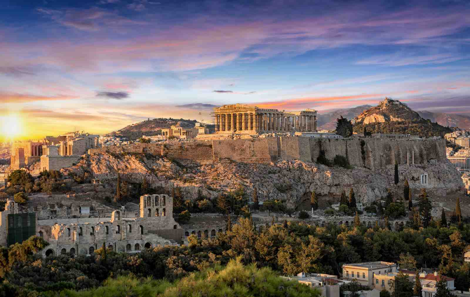 Ancient Athens Parthenon Sunset Wall Art