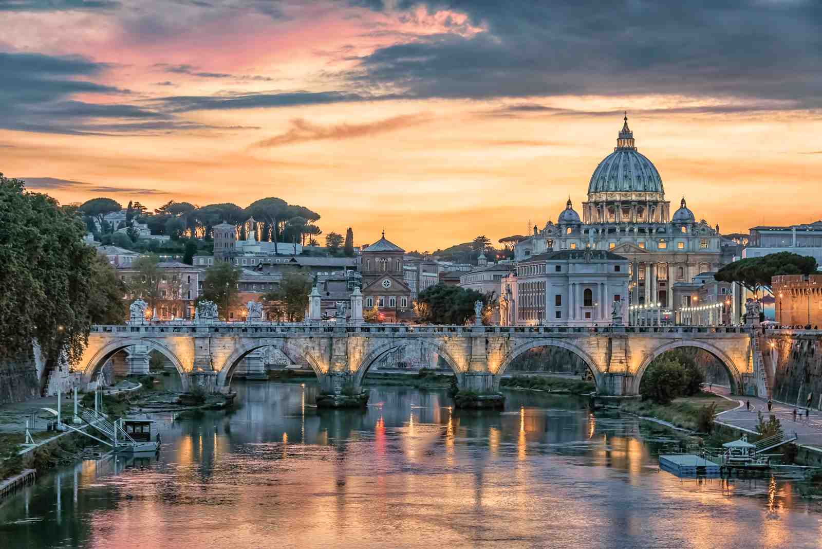 Rome Sunset Ponte Sant'Angelo Wall Art