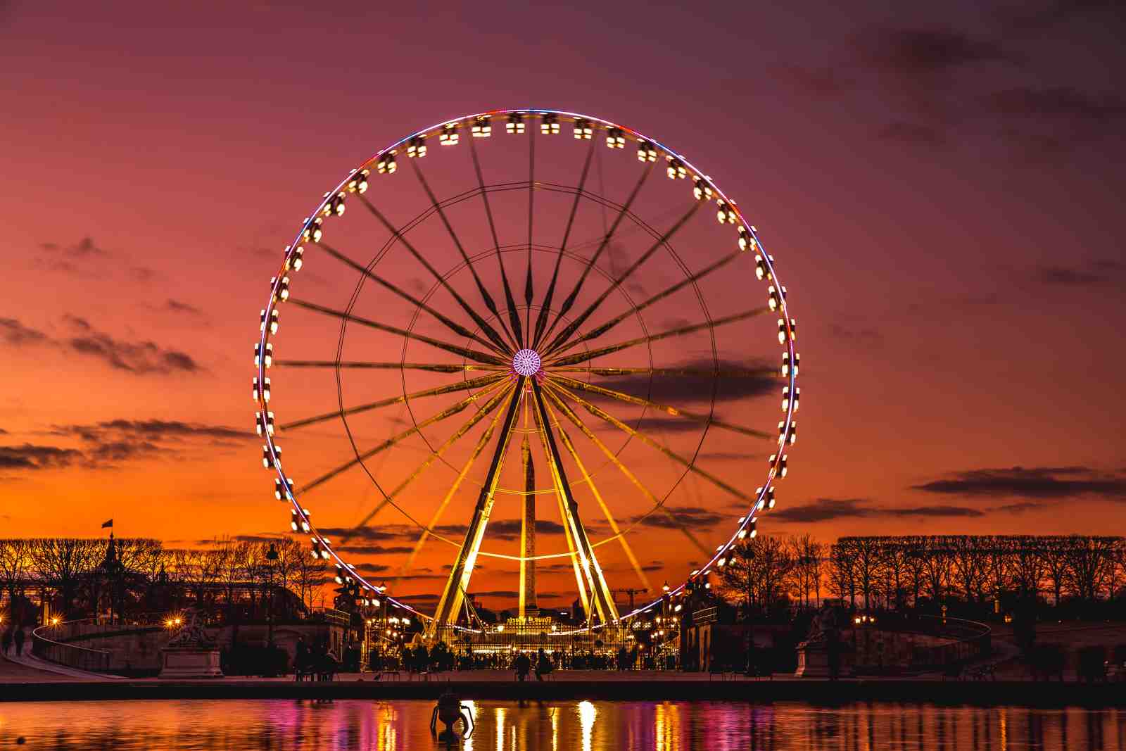 Parisian Ferris Wheel Sunset Wall Art
