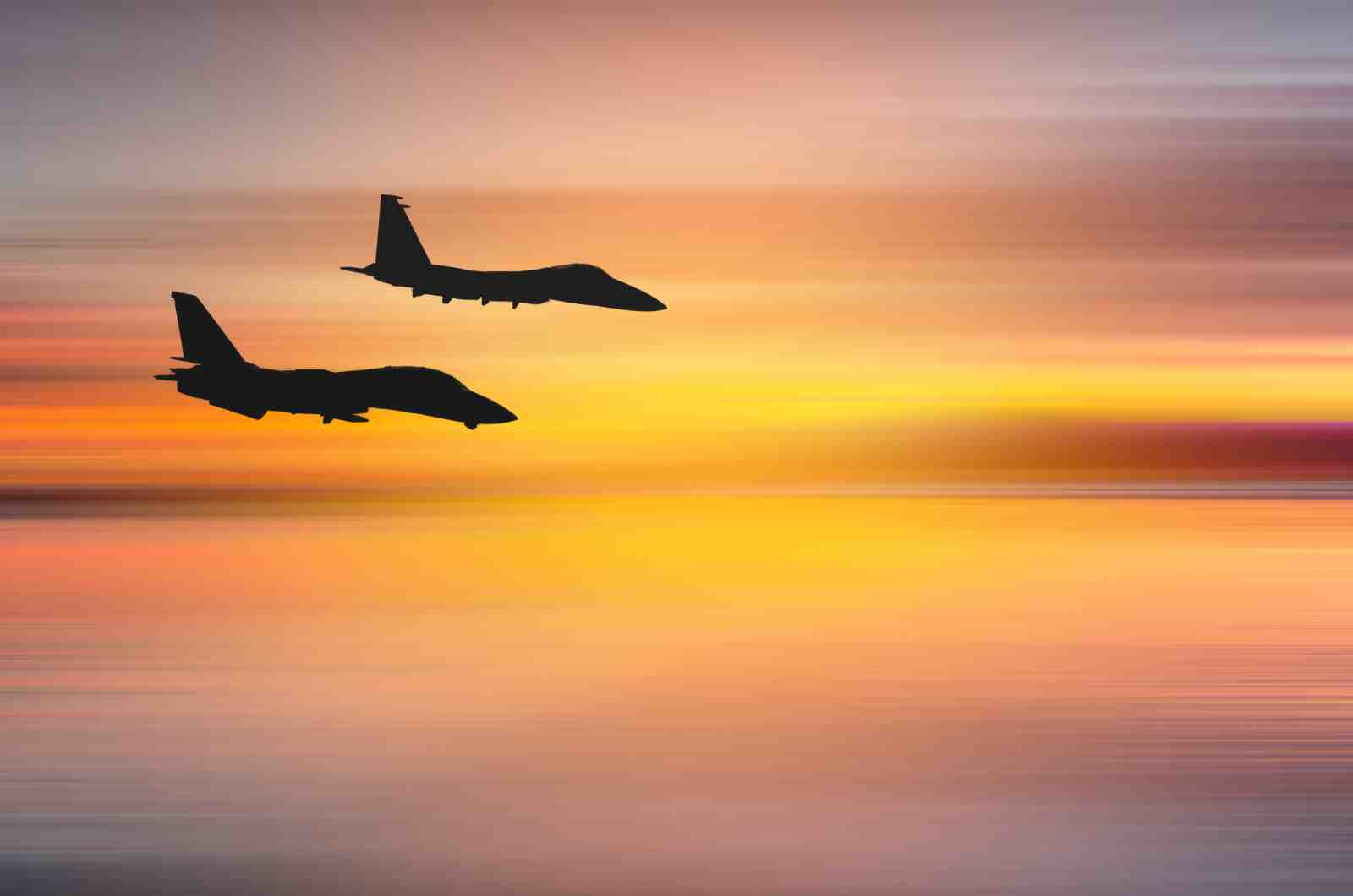 Jet Fighters Sunset Flight Wall Art